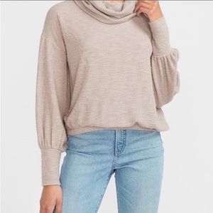 Express Ribbed Cowl Neck Banded Bottom